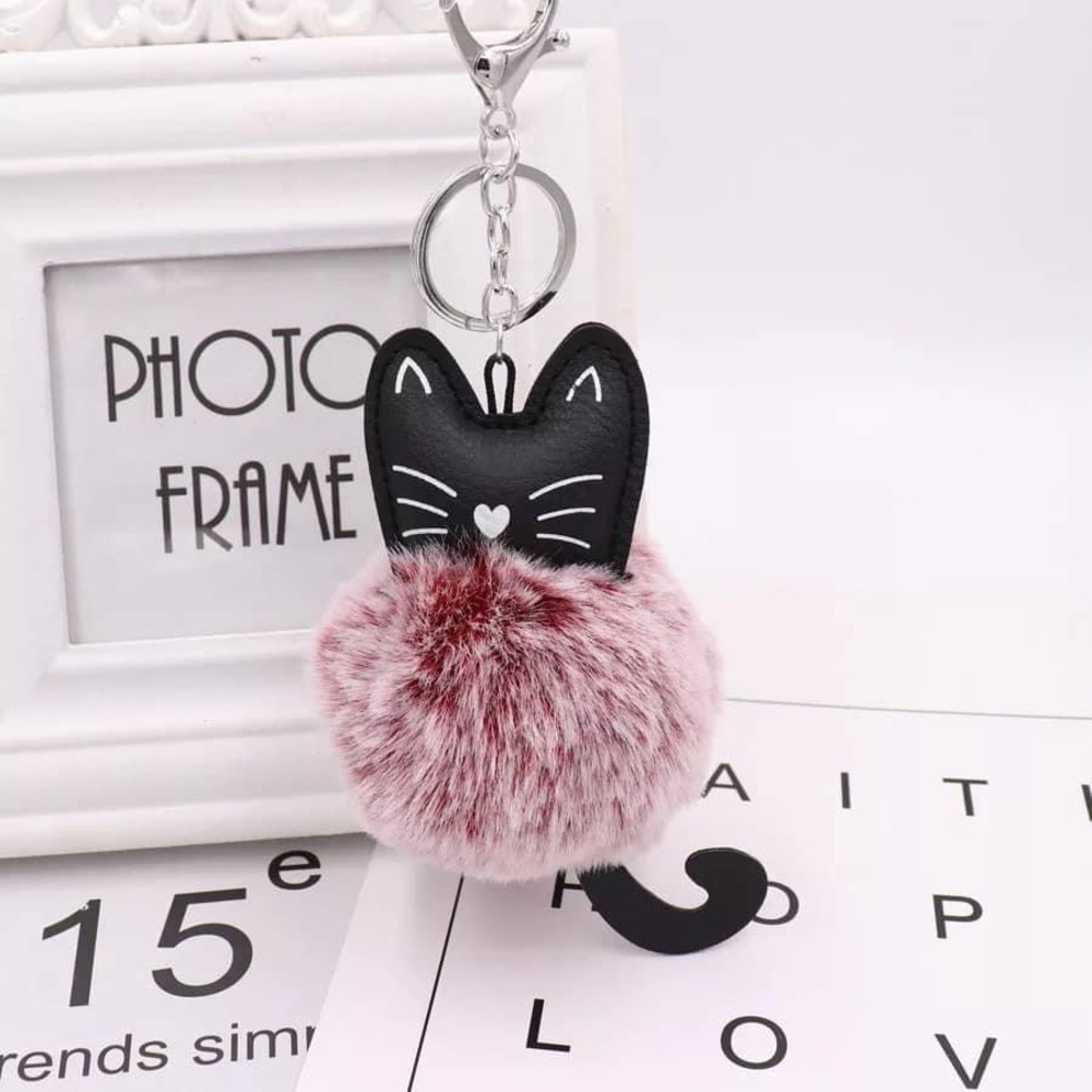 Kitty Pom Pom Keychain